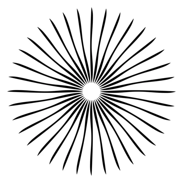 Líneas Radiales Convergentes Radaiantes Elemento Circular Abstracto Ilustración Haces Rayos — Vector de stock