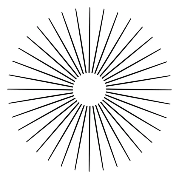 Lignes Radiales Convergentes Radaiantes Élément Circulaire Abstrait Faisceaux Rayons Scintillement — Image vectorielle