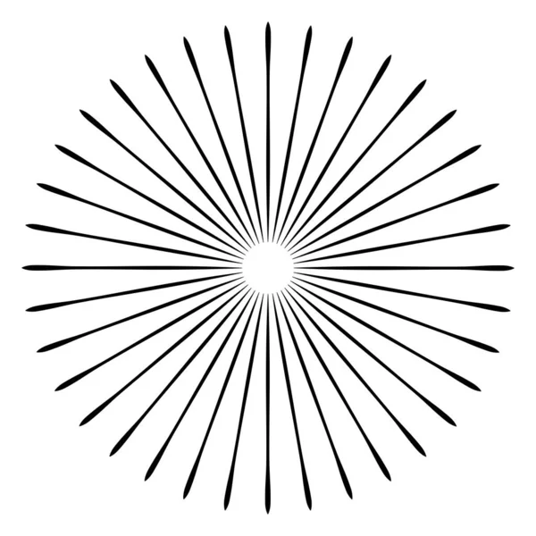 Líneas Radiales Convergentes Radaiantes Elemento Circular Abstracto Ilustración Haces Rayos — Archivo Imágenes Vectoriales