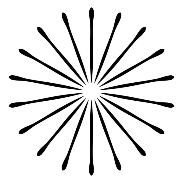 Lignes Radiales Convergentes Radaiantes Élément Circulaire Abstrait Faisceaux Rayons Scintillement — Image vectorielle