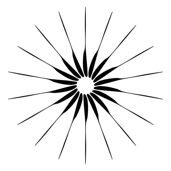 Líneas Radiales Convergentes Radaiantes Elemento Circular Abstracto Ilustración Haces Rayos — Vector de stock