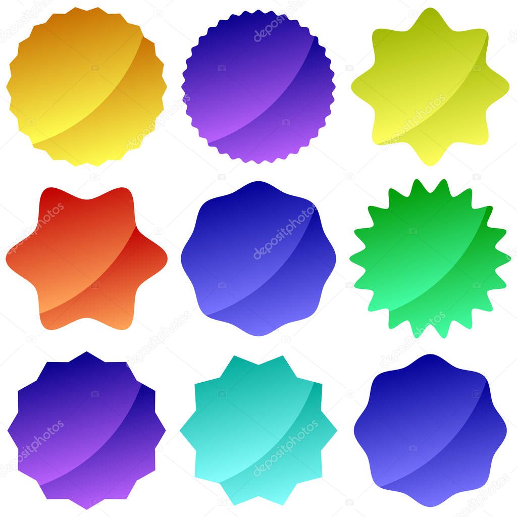 set of colorful stickers with different colors
