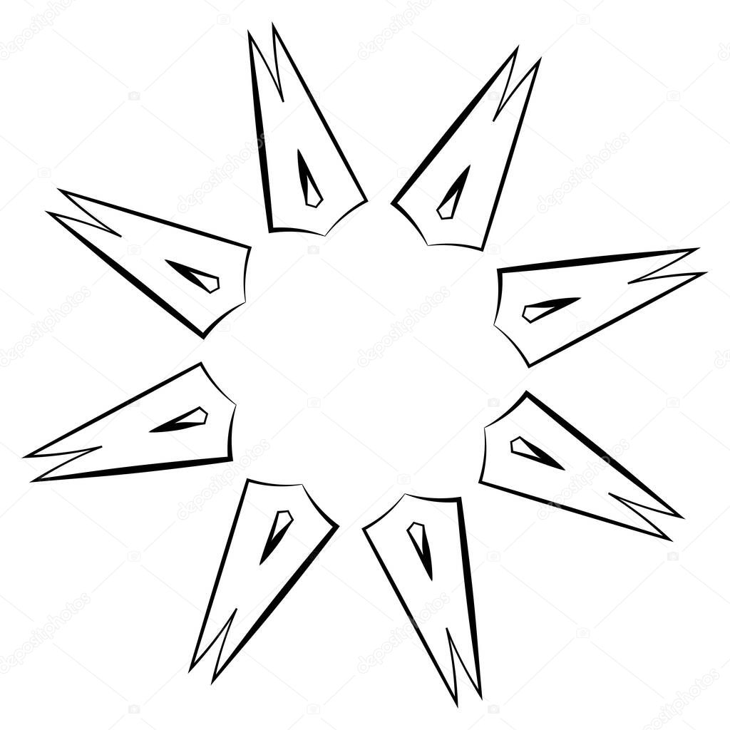 Radiating mandala. Circular geometric motif, icon, shape - stock vector illustration, clip-art graphics