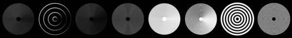 Concentrico Radiale Irradiante Bianco Nero Cerchi Anelli Semplice Illustrazione Geometrica — Vettoriale Stock