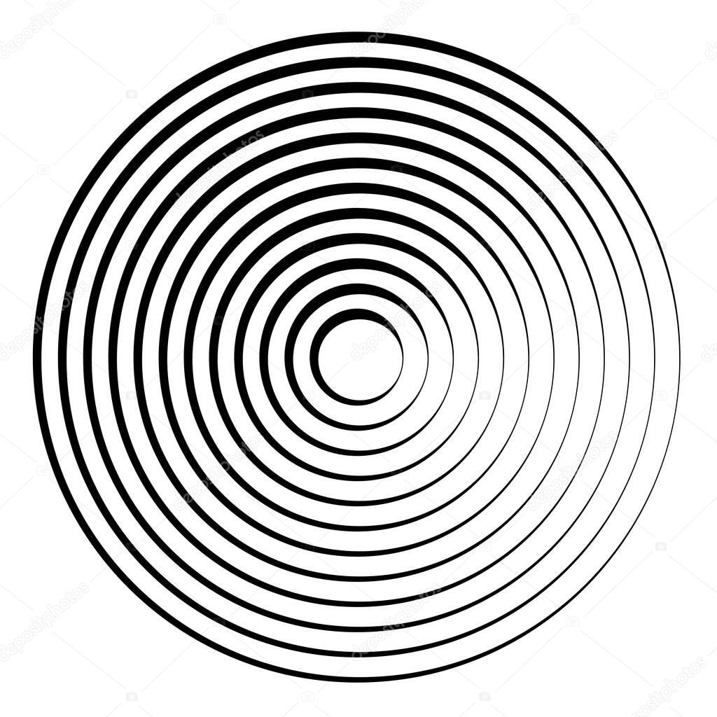 Concentric, radial, radiating circles, rings