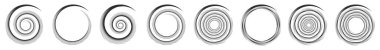 Spiral, girdap ve dönme, fırıldak tasarım elementi. Girdap, kasırga etkisi segmentli, eşmerkezli daireler, halka simgesi - stok vektör illüstrasyonu, klip- sanat grafikleri