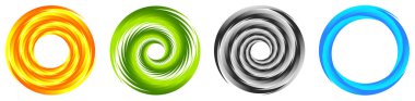 Spiral, girdap ve dönme, fırıldak tasarım elementi. Girdap, kasırga etkisi segmentli, eşmerkezli daireler, halka simgesi - stok vektör illüstrasyonu, klip- sanat grafikleri