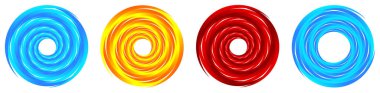 Spiral, girdap ve dönme, fırıldak tasarım elementi. Girdap, kasırga etkisi segmentli, eşmerkezli daireler, halka simgesi - stok vektör illüstrasyonu, klip- sanat grafikleri