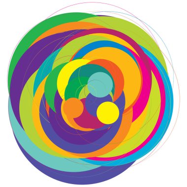Soyut, sanatsal gelişigüzel, renkli konsantrik, dairesel, ışıldayan daireler, halkalar