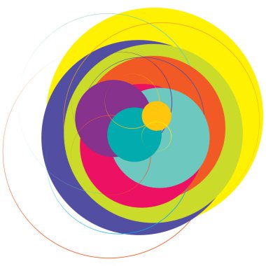 Soyut, sanatsal gelişigüzel, renkli konsantrik, dairesel, ışıldayan daireler, halkalar