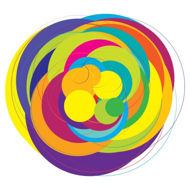 Soyut, sanatsal gelişigüzel, renkli konsantrik, dairesel, ışıldayan daireler, halkalar