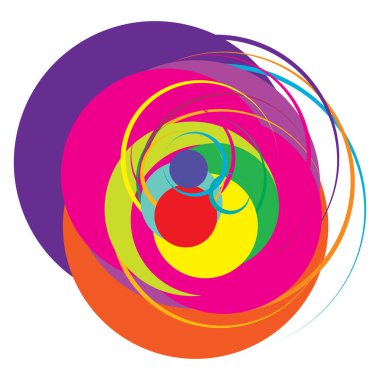 Soyut, sanatsal gelişigüzel, renkli konsantrik, dairesel, ışıldayan daireler, halkalar