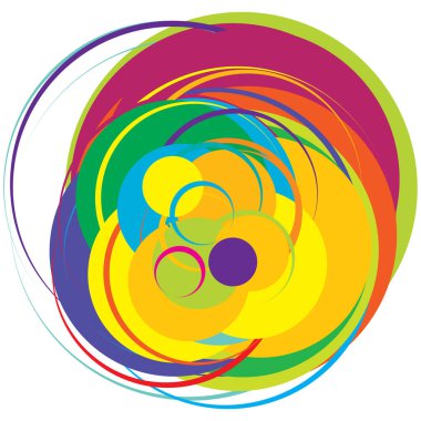 Soyut, sanatsal gelişigüzel, renkli konsantrik, dairesel, ışıldayan daireler, halkalar