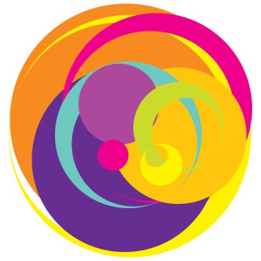 Soyut, sanatsal gelişigüzel, renkli konsantrik, dairesel, ışıldayan daireler, halkalar