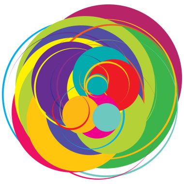 Soyut, sanatsal gelişigüzel, renkli konsantrik, dairesel, ışıldayan daireler, halkalar