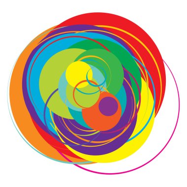 Soyut, sanatsal gelişigüzel, renkli konsantrik, dairesel, ışıldayan daireler, halkalar