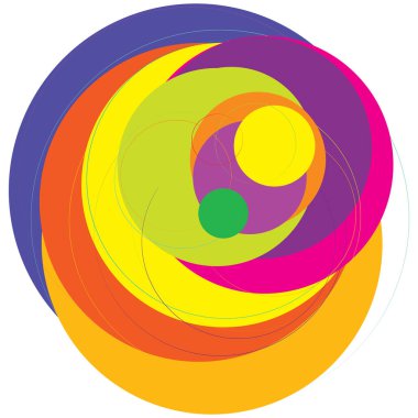 Soyut, sanatsal gelişigüzel, renkli konsantrik, dairesel, ışıldayan daireler, halkalar