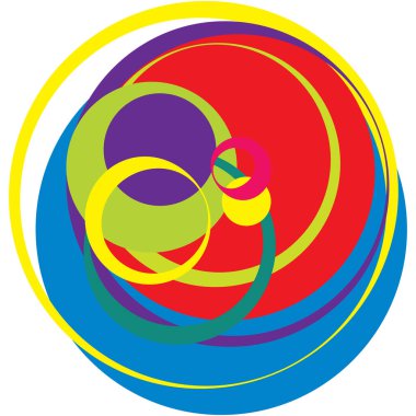 Soyut, sanatsal gelişigüzel, renkli konsantrik, dairesel, ışıldayan daireler, halkalar