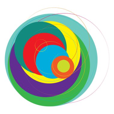 Soyut, sanatsal gelişigüzel, renkli konsantrik, dairesel, ışıldayan daireler, halkalar
