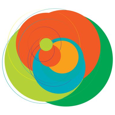 Soyut, sanatsal gelişigüzel, renkli konsantrik, dairesel, ışıldayan daireler, halkalar