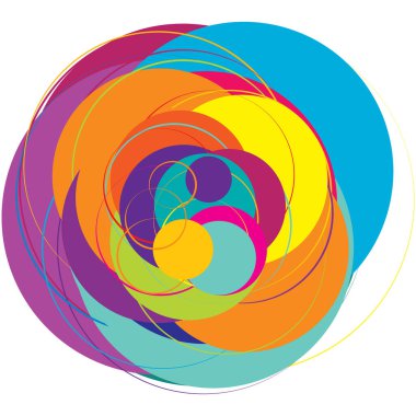 Soyut, sanatsal gelişigüzel, renkli konsantrik, dairesel, ışıldayan daireler, halkalar
