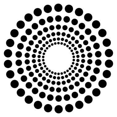 Çemberler, noktalar, yarım ton soyut dairesel tasarım element vektörü