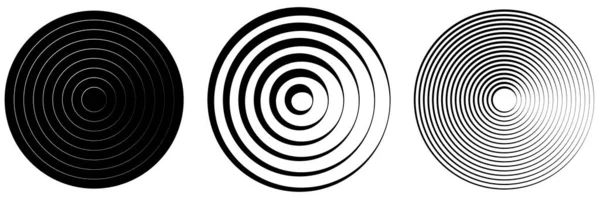 Concéntrico Radial Radiante Blanco Negro Círculos Anillos Simple Ilustración Geométrica — Vector de stock