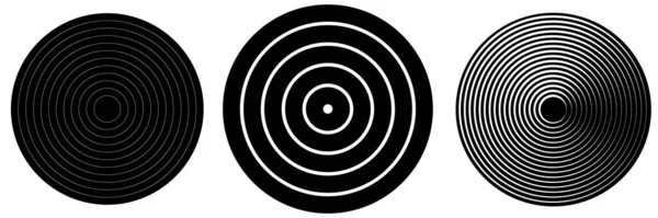Concentrische Radiale Stralende Zwart Wit Cirkels Ringen Eenvoudige Monochrome Geometrische — Stockvector