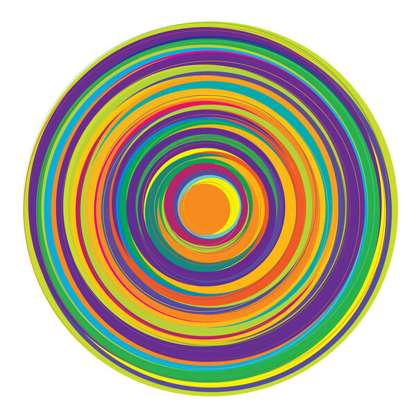 Random, colorful concentric circles, rings