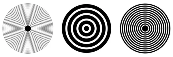 Concentric Radial Irradiando Preto Branco Círculos Anéis Simples Monocromático Ilustração —  Vetores de Stock