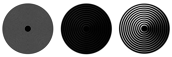 Концентрическая Радиальная Излучающая Черно Белая Круги Кольца Простая Монохромная Геометрическая — стоковый вектор