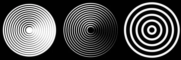 Concentric Radial Irradiando Preto Branco Círculos Anéis Simples Monocromático Ilustração —  Vetores de Stock