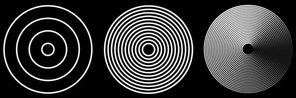 同心圆 辐射状黑白 环状单色几何图解 实心矢量图解 剪贴画 — 图库矢量图片