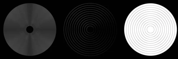 Konzentrisch Radial Strahlend Schwarz Weiß Kreise Ringe Einfache Monochrome Geometrische — Stockvektor