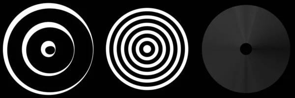 同心圆 辐射状黑白 环状单色几何图解 实心矢量图解 剪贴画 — 图库矢量图片