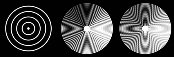 Concentrique Radial Rayonnant Noir Blanc Cercles Anneaux Illustration Géométrique Monochrome — Image vectorielle