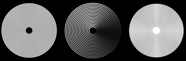 Concentric Radial Irradiando Preto Branco Círculos Anéis Simples Monocromático Ilustração — Vetor de Stock