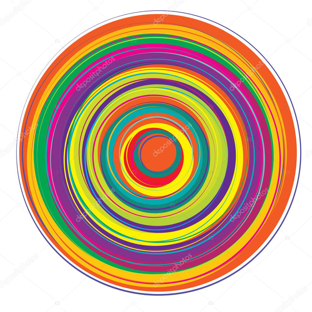 Random, colorful concentric circles, rings