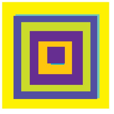 Rastgele kareler çakışan soyut renkli geometrik vektör çizimi