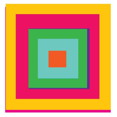 Rastgele kareler çakışan soyut renkli geometrik vektör çizimi