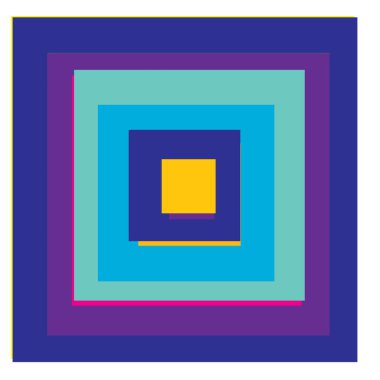 Rastgele kareler çakışan soyut renkli geometrik vektör çizimi