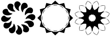 Dairesel, radyal geometrik mandala seti, motif simgeleri - stok vektör illüstrasyonu, klip- sanat grafikleri