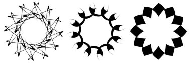 Dairesel, radyal geometrik mandala seti, motif simgeleri - stok vektör illüstrasyonu, klip- sanat grafikleri