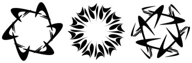 Dairesel, radyal geometrik mandala seti, motif simgeleri - stok vektör illüstrasyonu, klip- sanat grafikleri