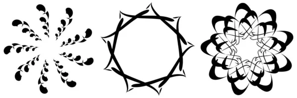 Dairesel Radyal Geometrik Mandala Seti Motif Simgeleri Stok Vektör Illüstrasyonu — Stok Vektör