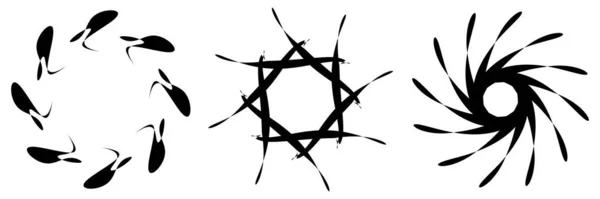 Набор Круговой Радиальной Геометрической Мандалы Иконки Мотивов Инвентарная Векторная Иллюстрация — стоковый вектор