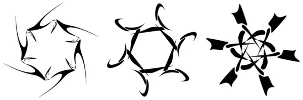 放射状の幾何学的マンダラ モチーフのアイコンのセット ストックベクトルイラスト クリップアートグラフィック — ストックベクタ