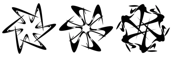 Set Circular Radial Geometric Mandala Motif Icons Stock Vector Illustration — Stock Vector
