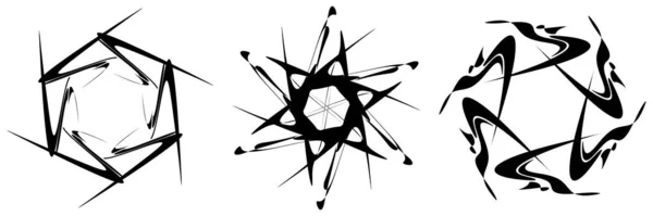 Set Melingkar Radial Geometris Mandala Motif Ikon Vektor Saham Ilustrasi - Stok Vektor