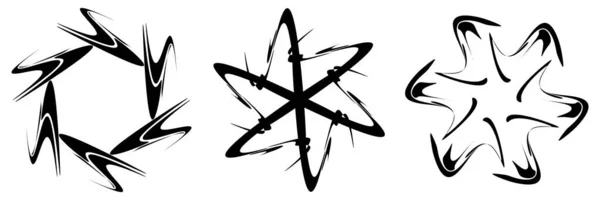 放射状の幾何学的マンダラ モチーフのアイコンのセット ストックベクトルイラスト クリップアートグラフィック — ストックベクタ
